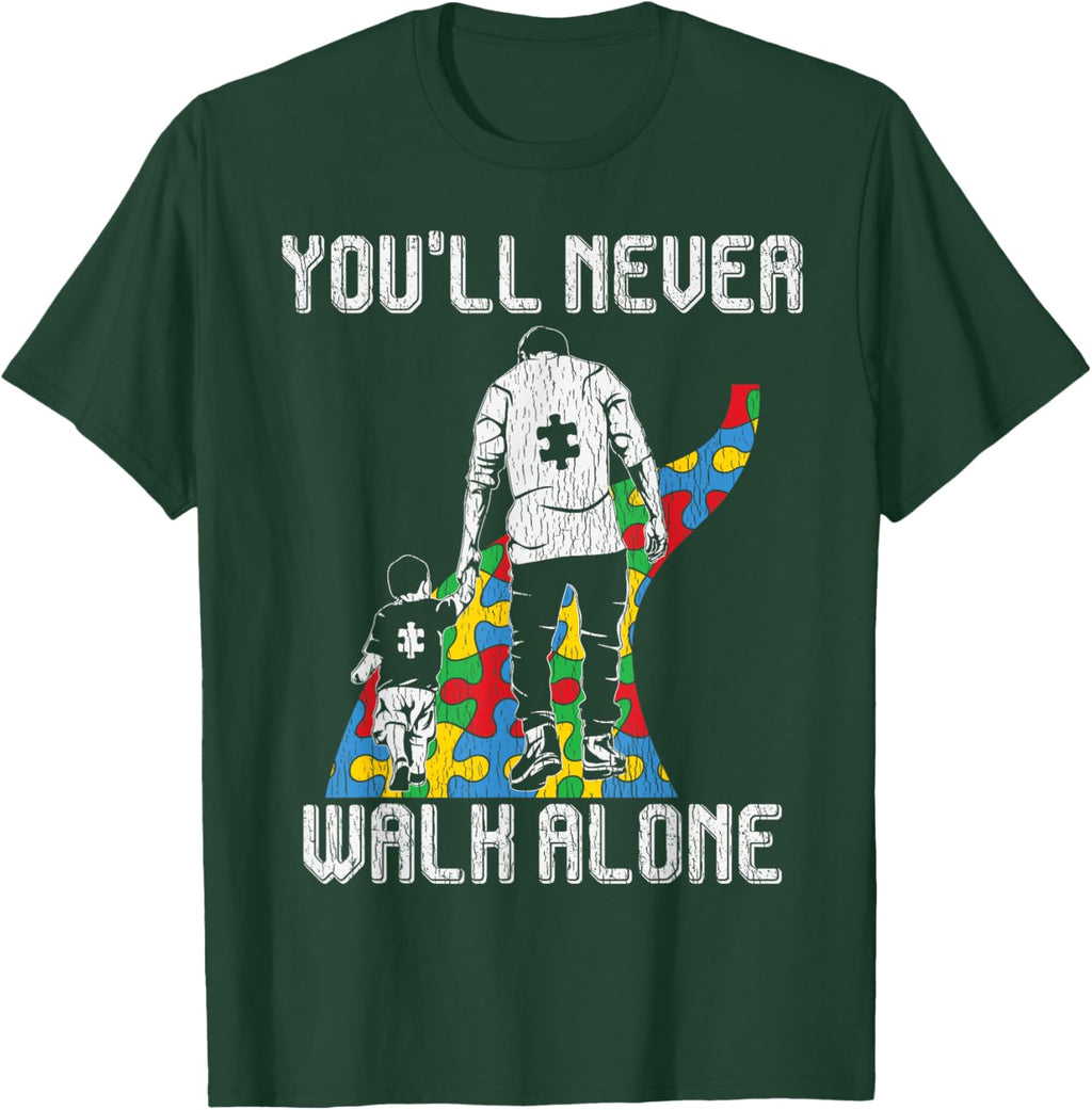 Vintage Father Son Family Autistic Kids Autism Awareness Dad