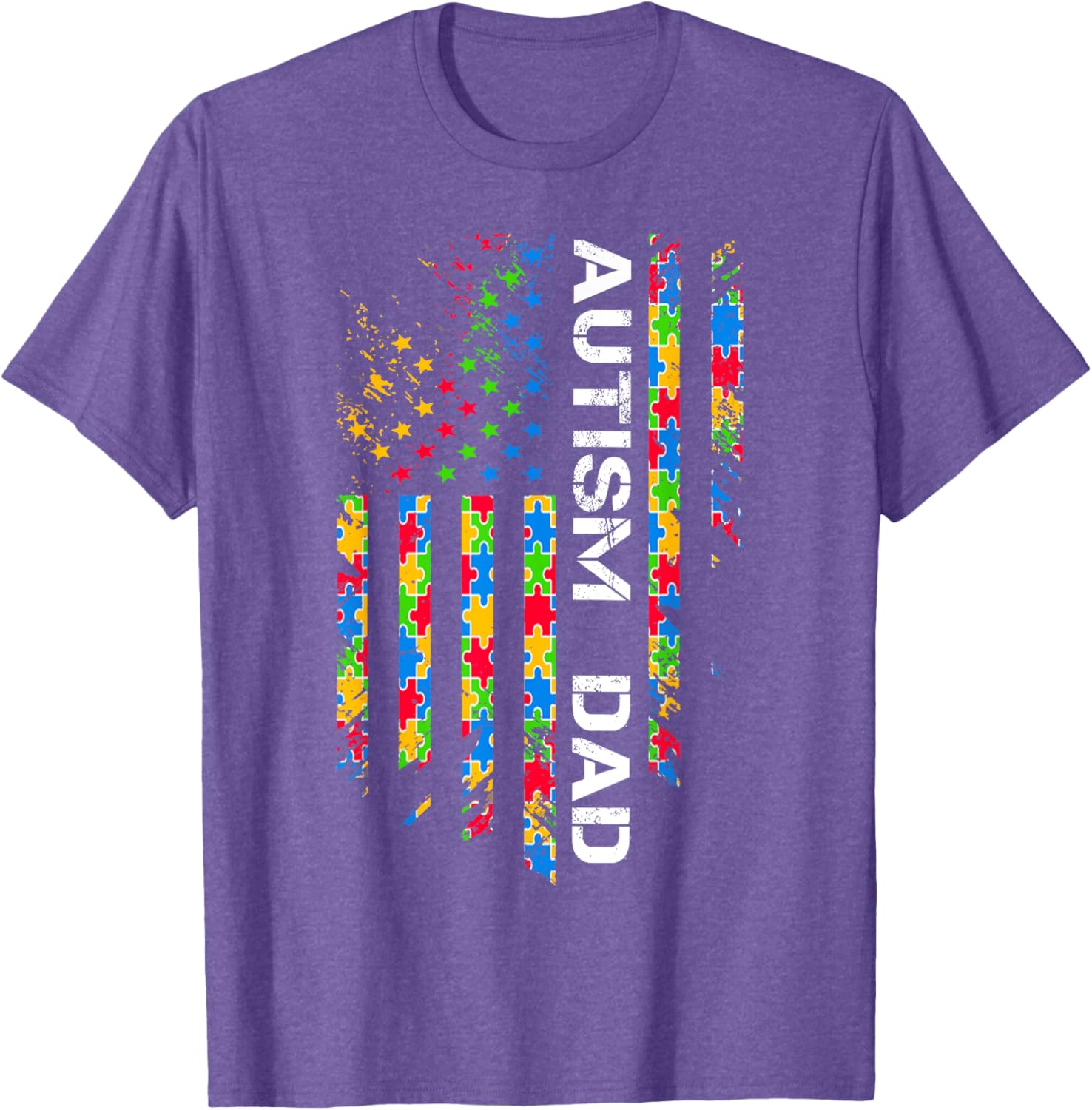 Autism Dad Awareness American Flag USA
