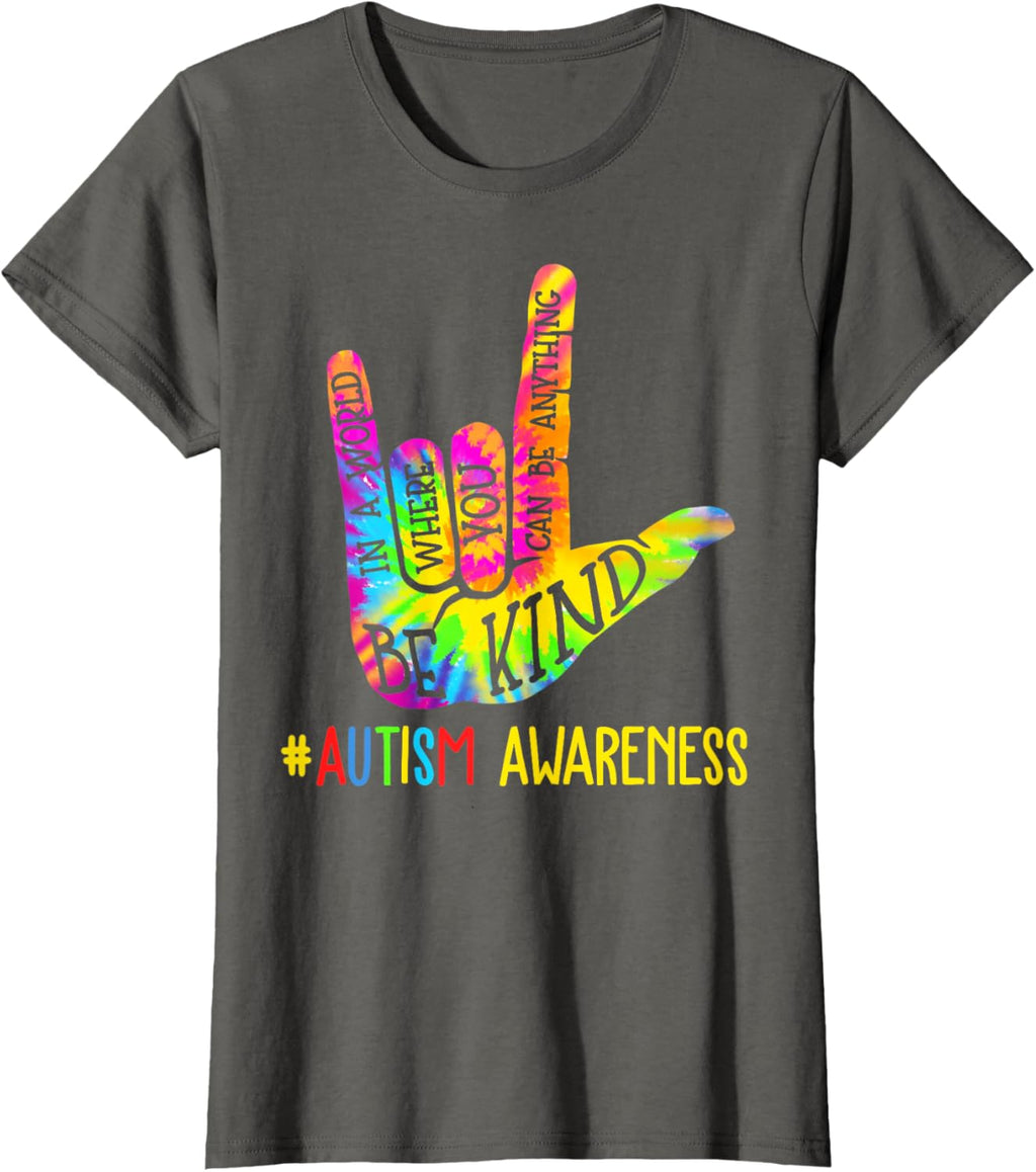 Be Kind ASL Love Sign Language Hand Autism Awareness Tie Dye