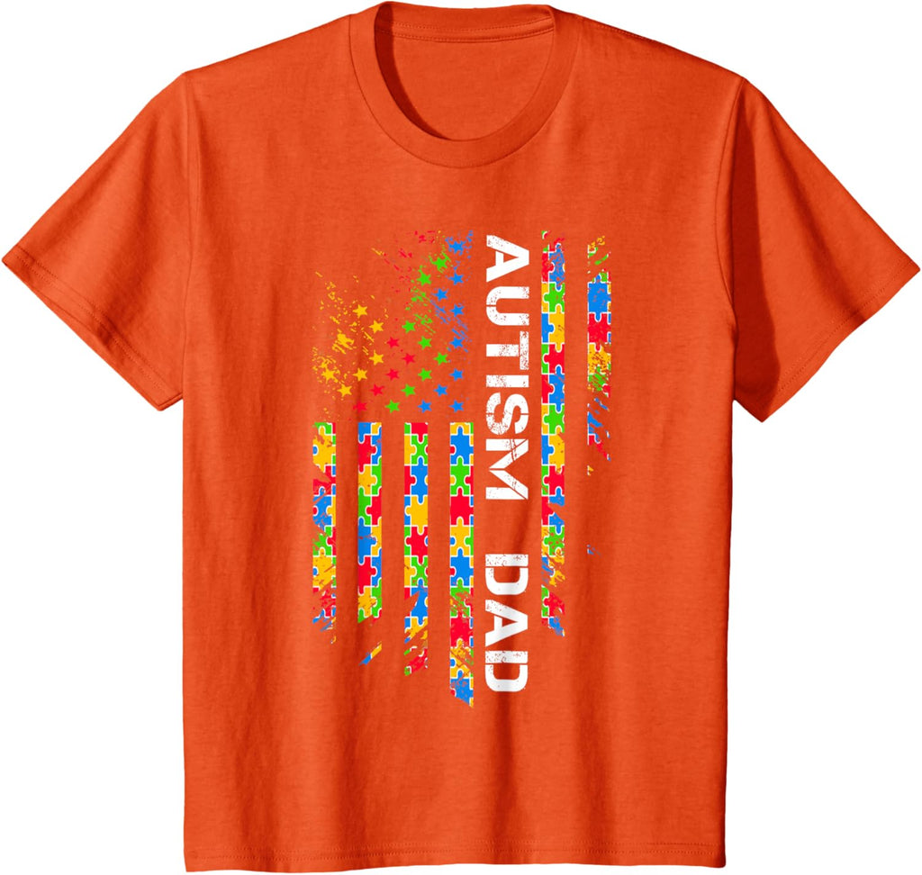 Autism Dad Awareness American Flag USA