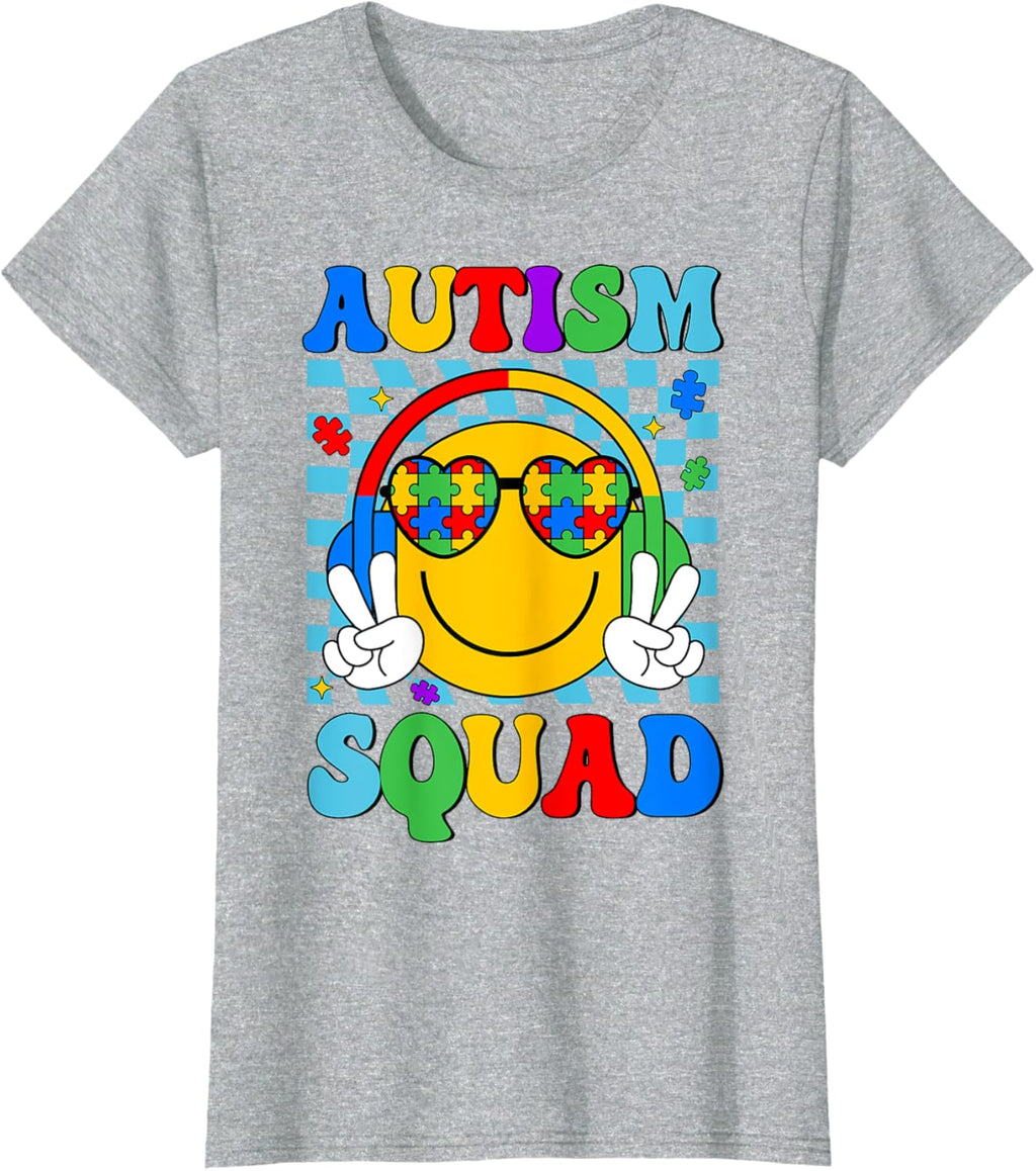Autism Awareness Autism Squad Support Smile Face Women Men
