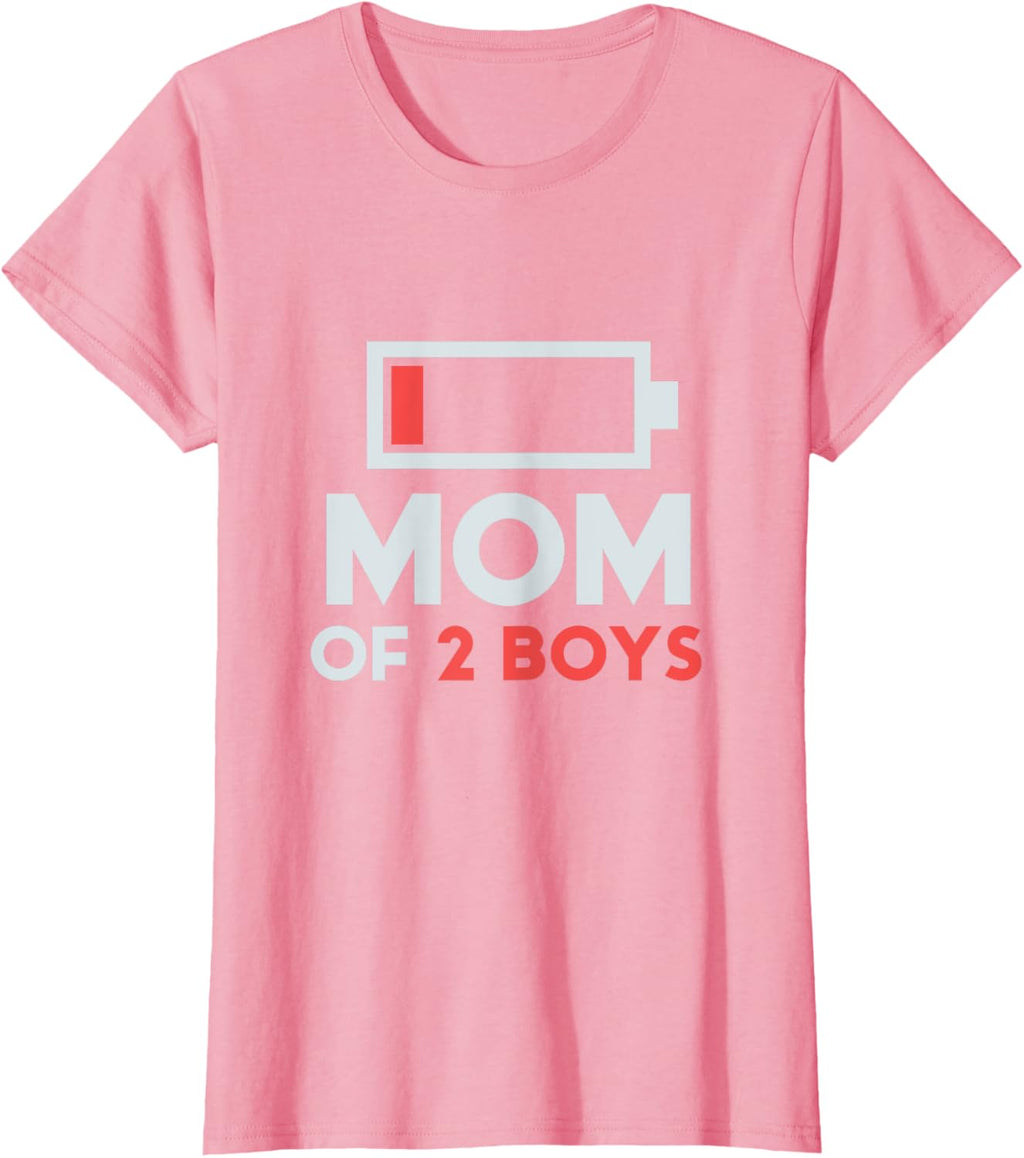 Mom of 2 Boys Gift from Son Mothers Day Birthday Women Mother Shirt