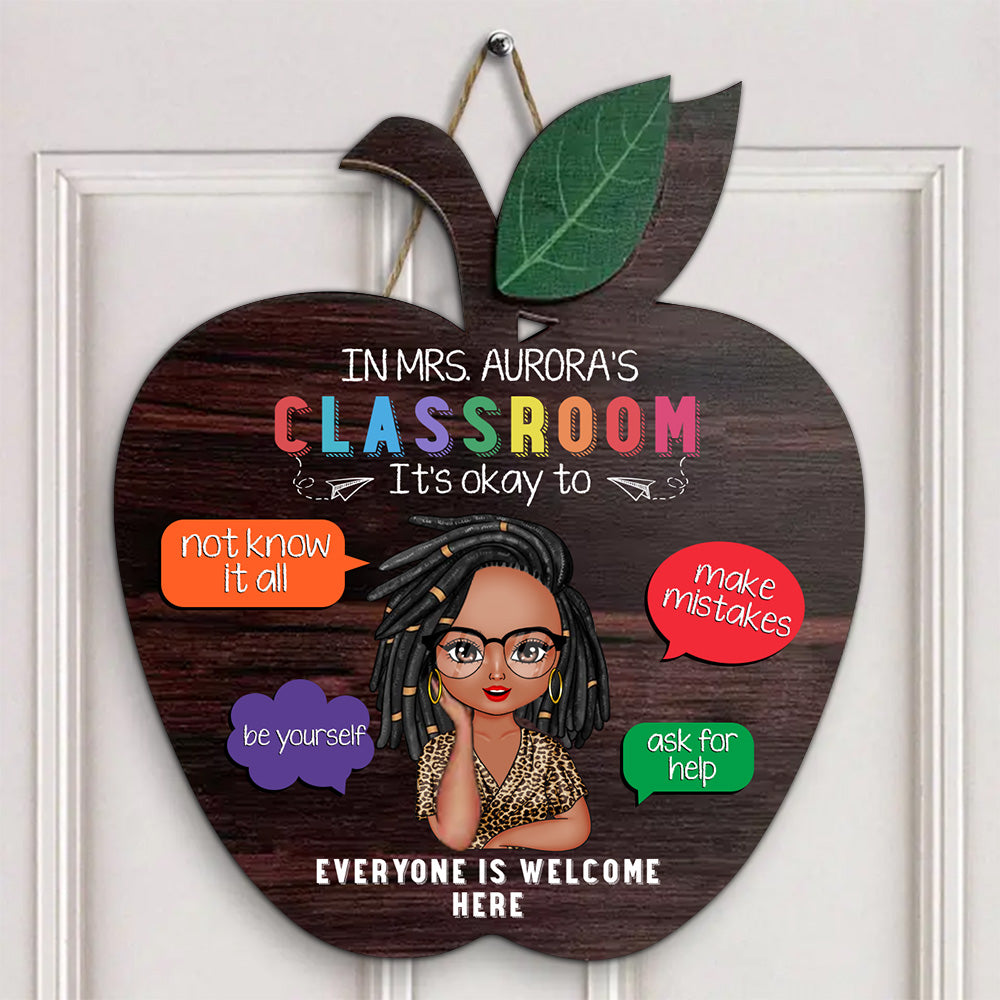 Personalized Custom Door Sign - Gift For Teacher Lover, Home Decor Gifts For Woman, Teacher Lover